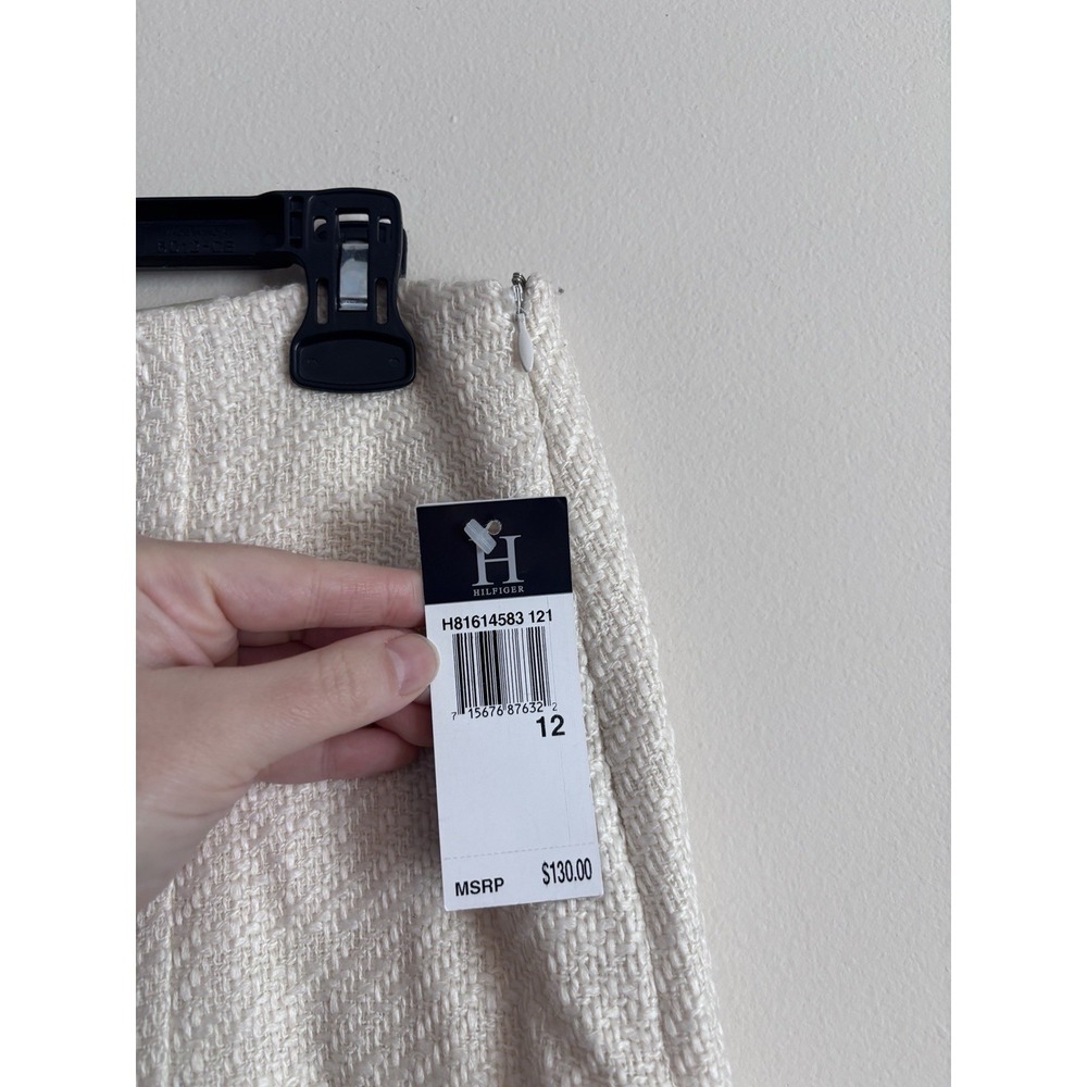 NWT Vintage Y2K Tommy Hilfiger Mini Skirt Size 12 Wool Preppy‎ Cream Academia - Picture 2 of 8